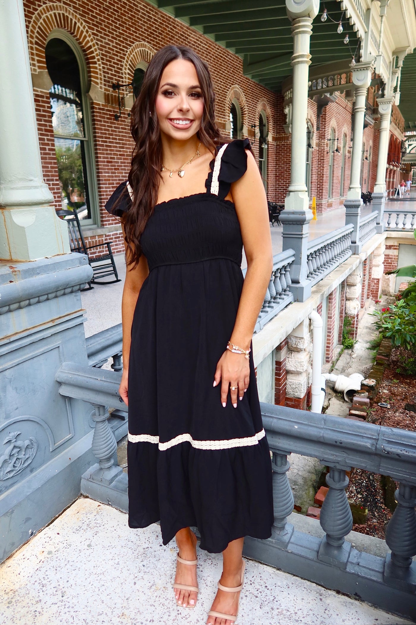 Blowing Kisses Ruffle Midi Dress