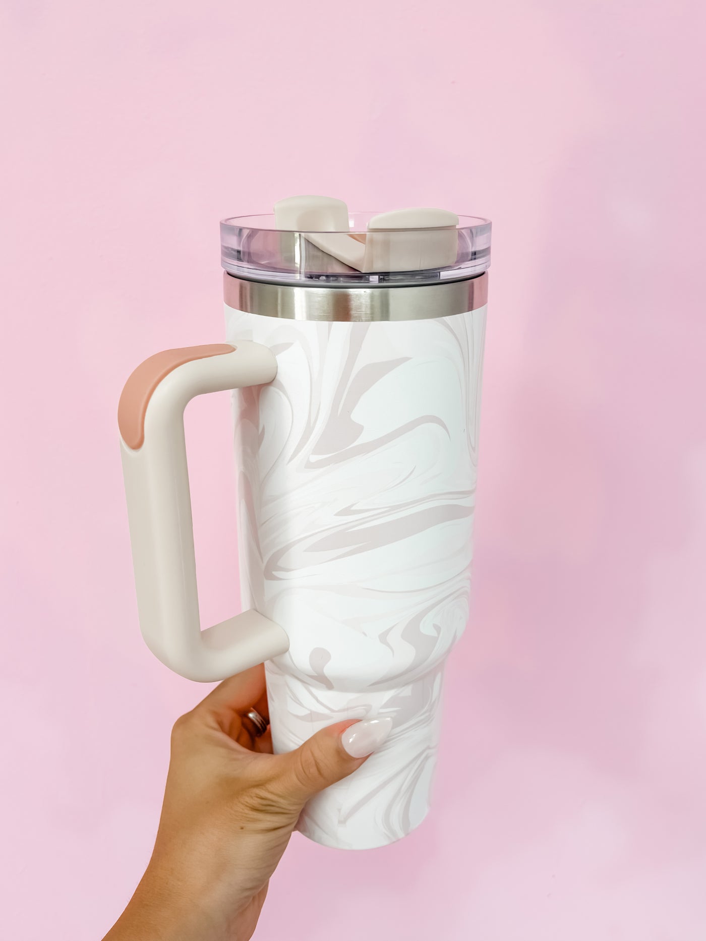 40 oz Pink Marble Tumbler