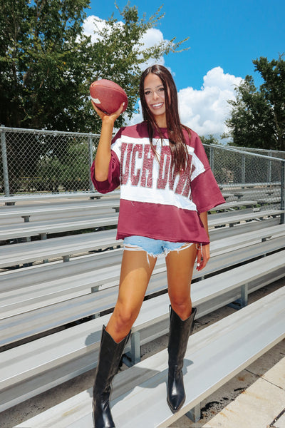 Touch Down For The Win Sequin Top