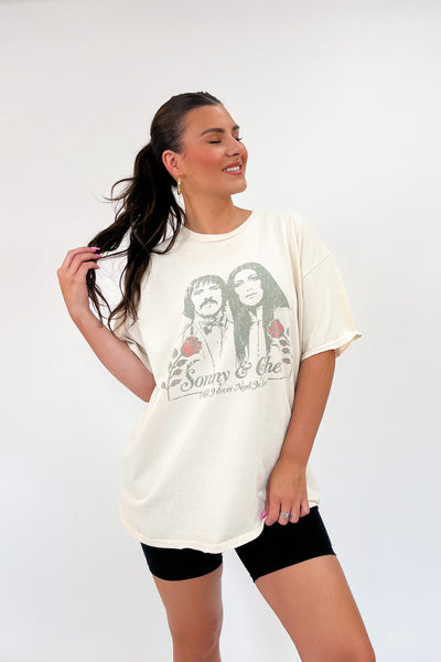 LivyLu Sonny & Cher Distressed Tee