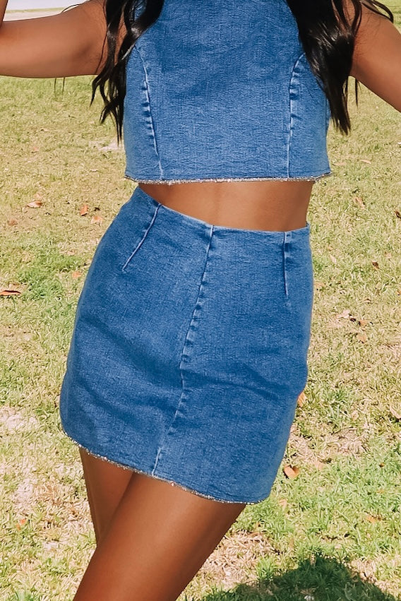 Western Shine Denim Mini Skirt