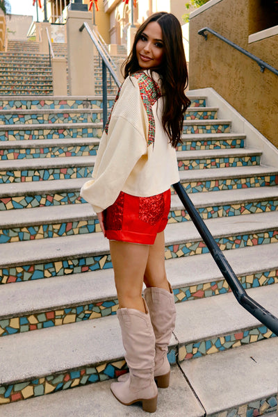 Dipped In Glamour Sequin Leather Shorts