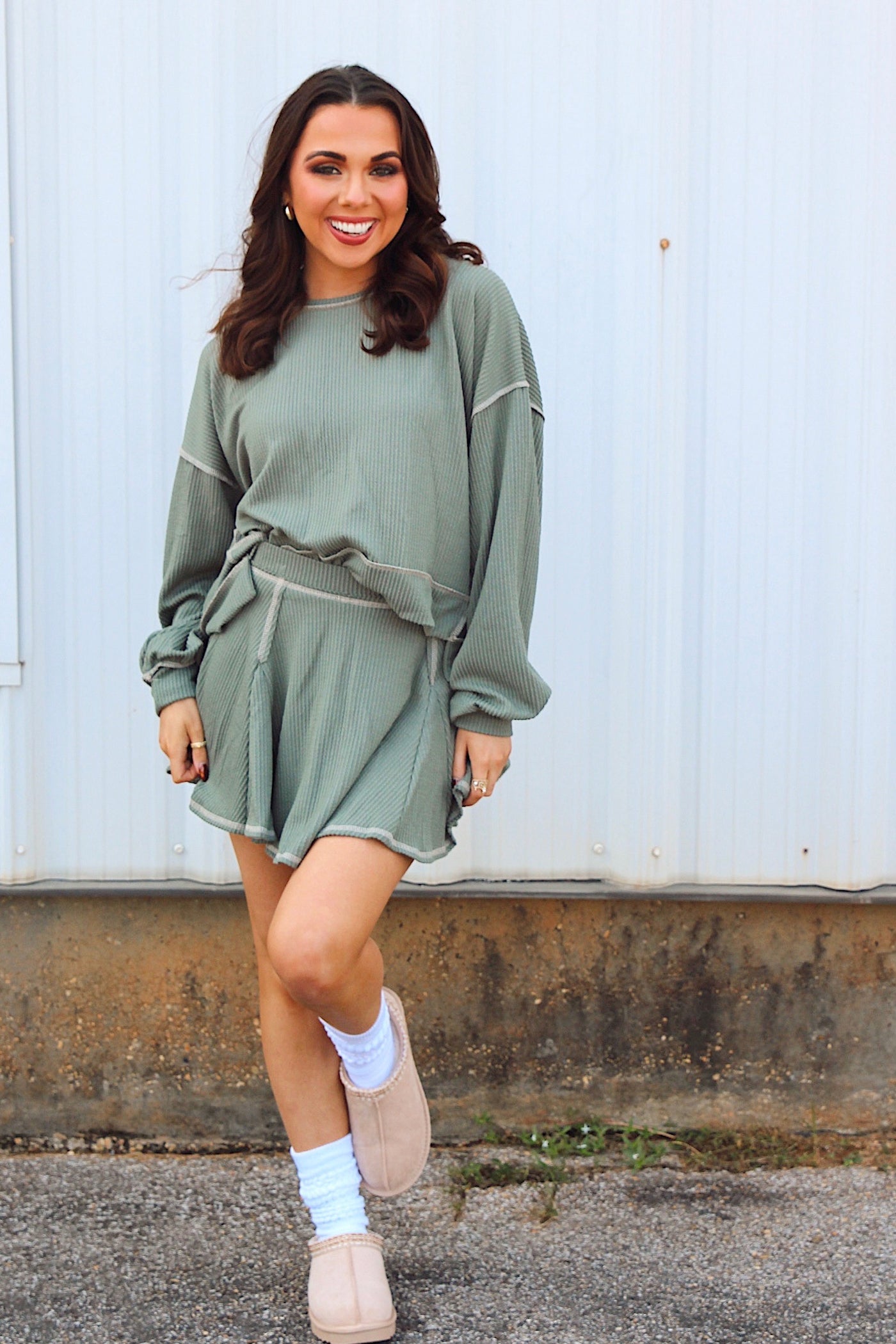 Early Calls Ribbed Skorts