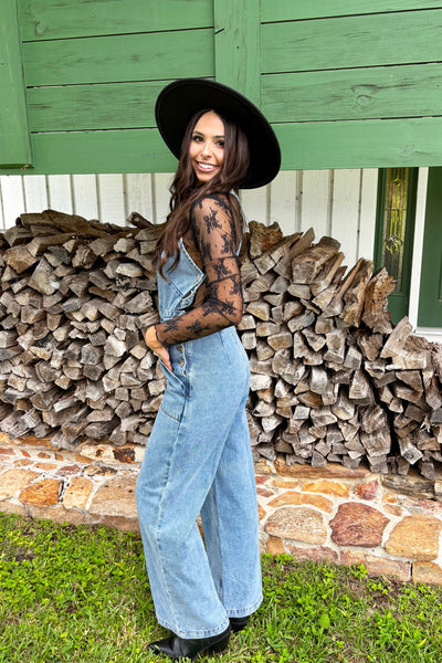 Playful Impression Denim Overall Jumpsuit