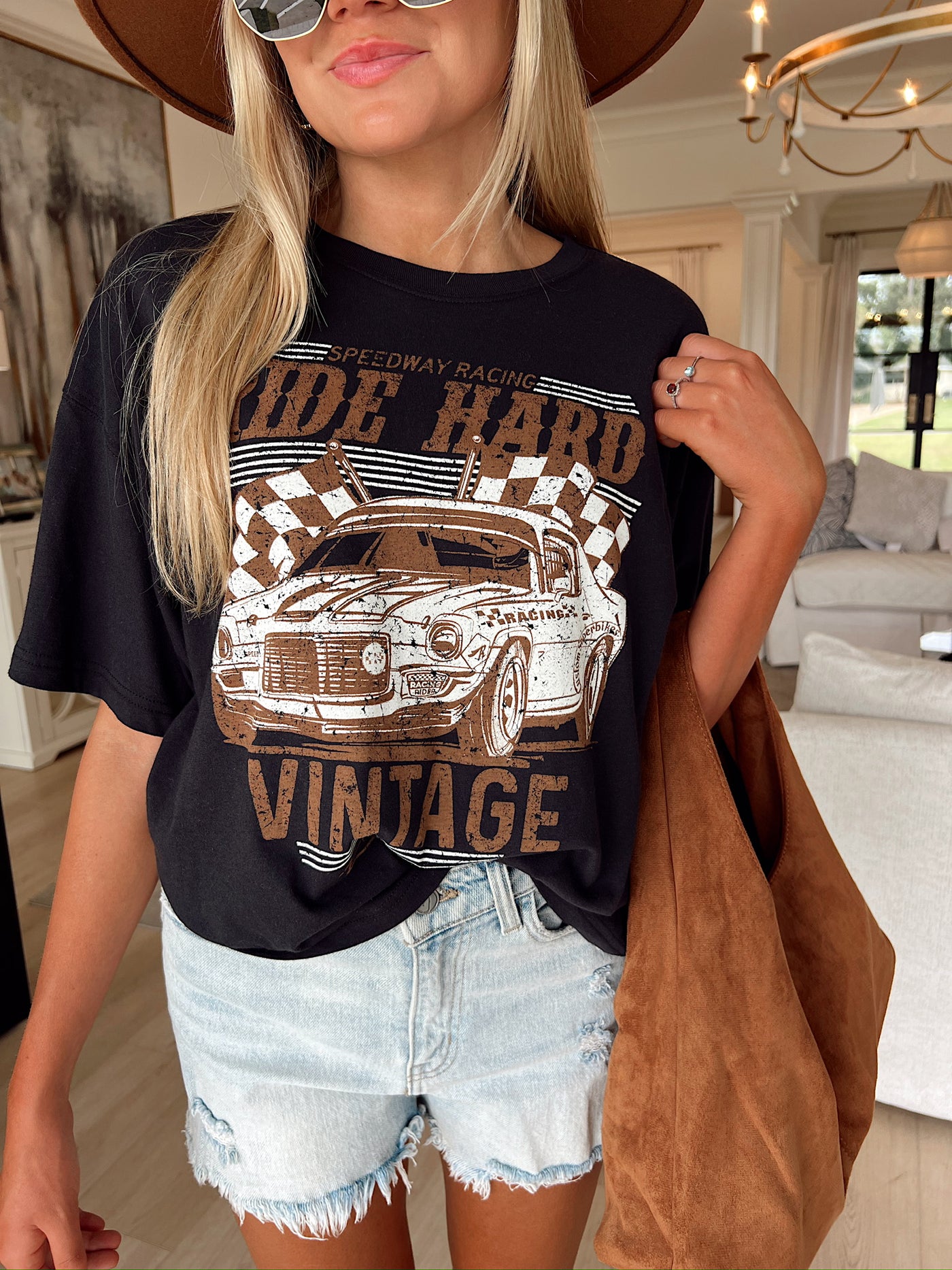 Ride Hard Vintage Car Graphic Top