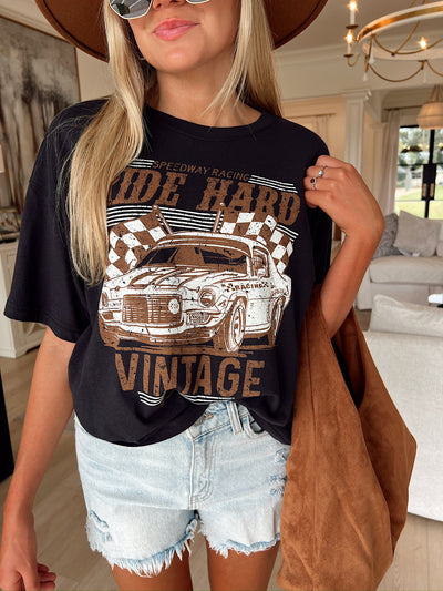 Ride Hard Vintage Car Graphic Top