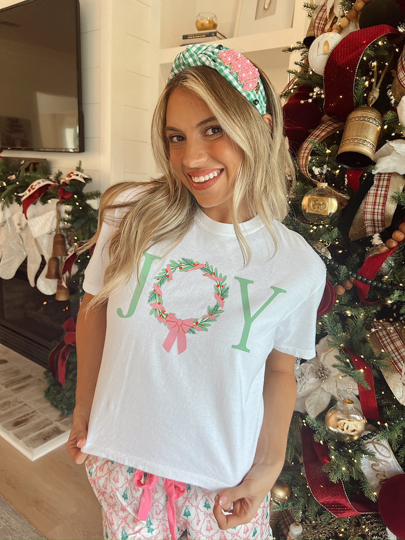 Joy Wreath Christmas Graphic Top