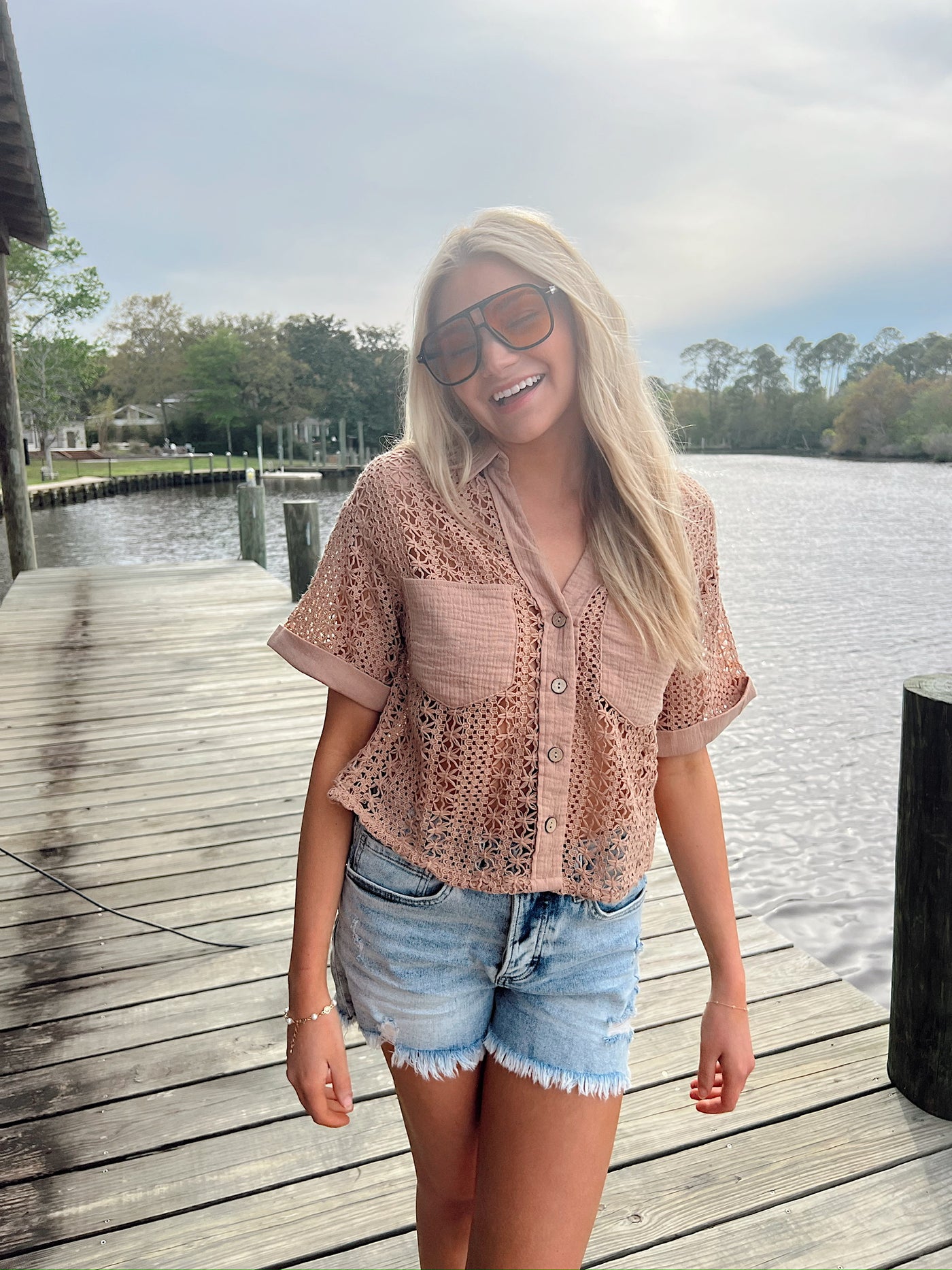 Coffee Fueled Button Up Top
