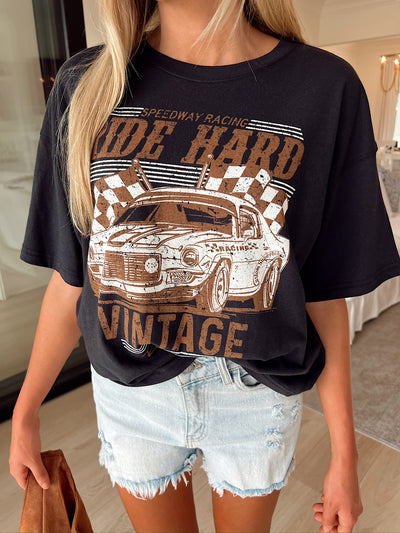 Ride Hard Vintage Car Graphic Top