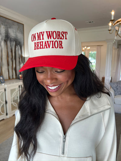 On My Worst Behavior Trucker Hat