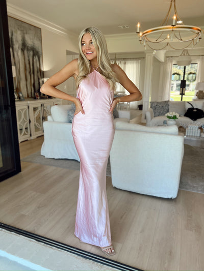 Lasting Poise Satin Maxi Dress
