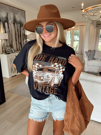 Ride Hard Vintage Car Graphic Top