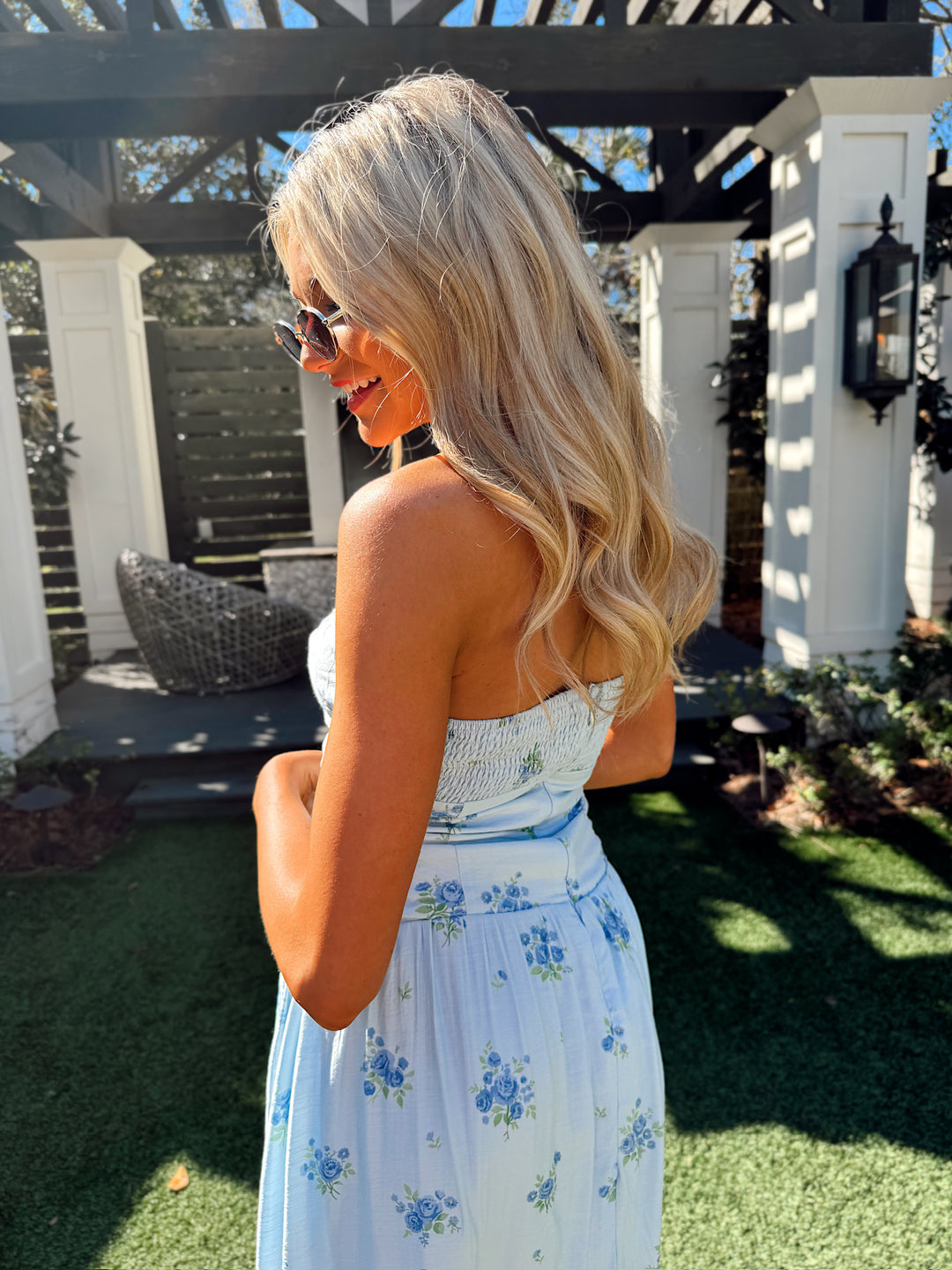 strapless fitted midi dress Women's It's a Classic Black & White Cotton Eyelet Strapless Midi Dress | Size: S main image 1