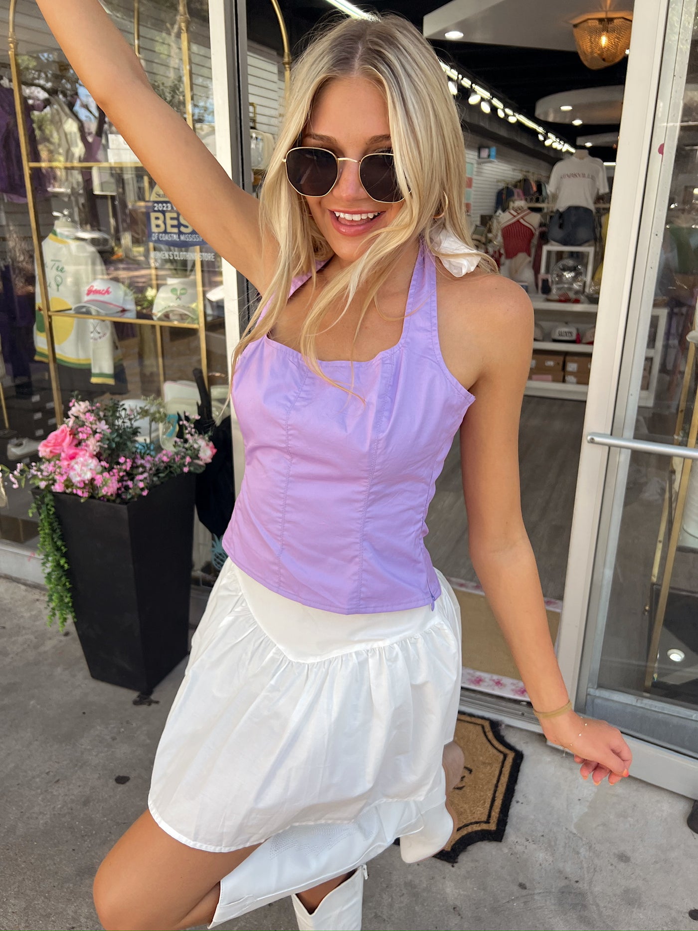 At Your Best Poplin Halter Top