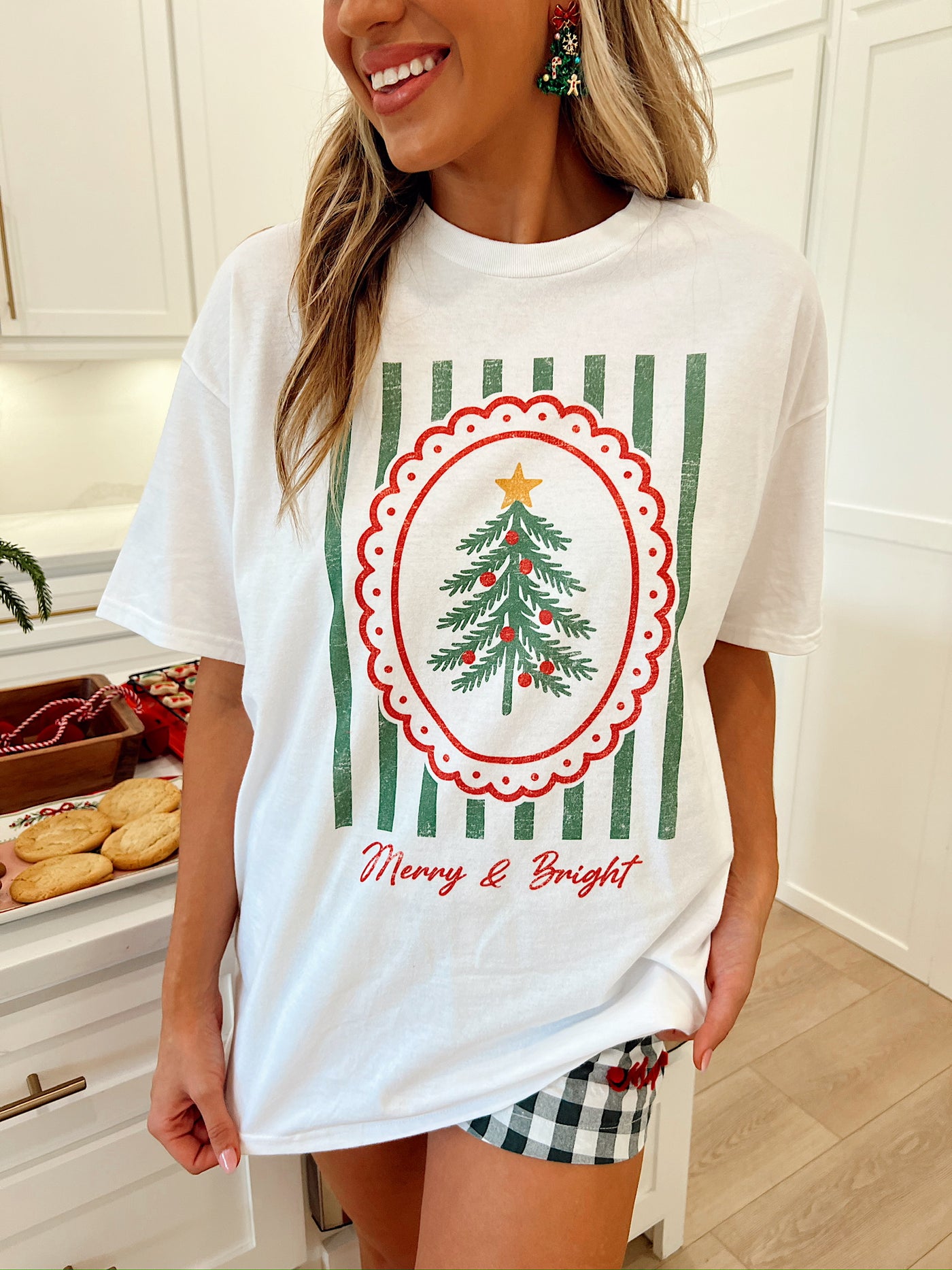 Merry And Bright Christmas Graphic Top