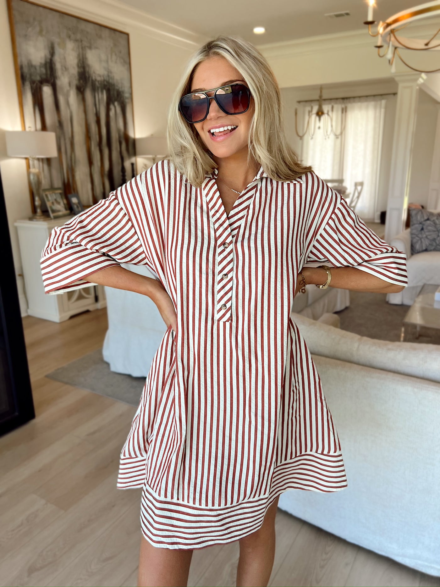 Autumn Hues Striped Dress