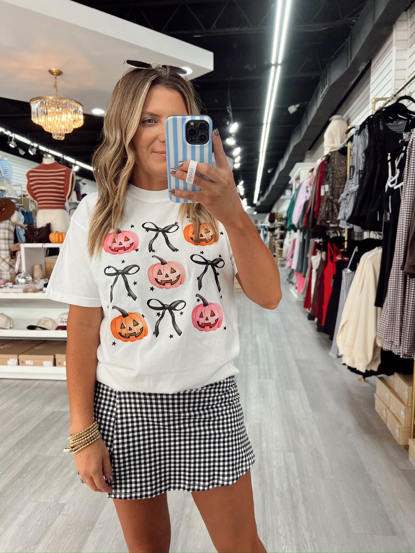 Posh Pumpkins and Bows Graphic Top