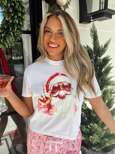 Peace, Love, And Santa Graphic Top