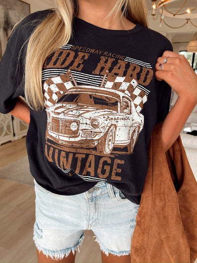 Ride Hard Vintage Car Graphic Top