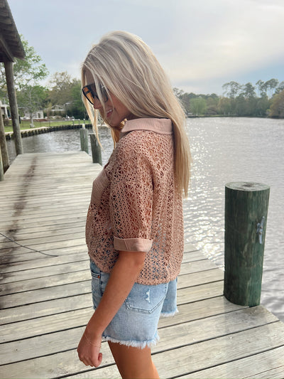 Coffee Fueled Button Up Top