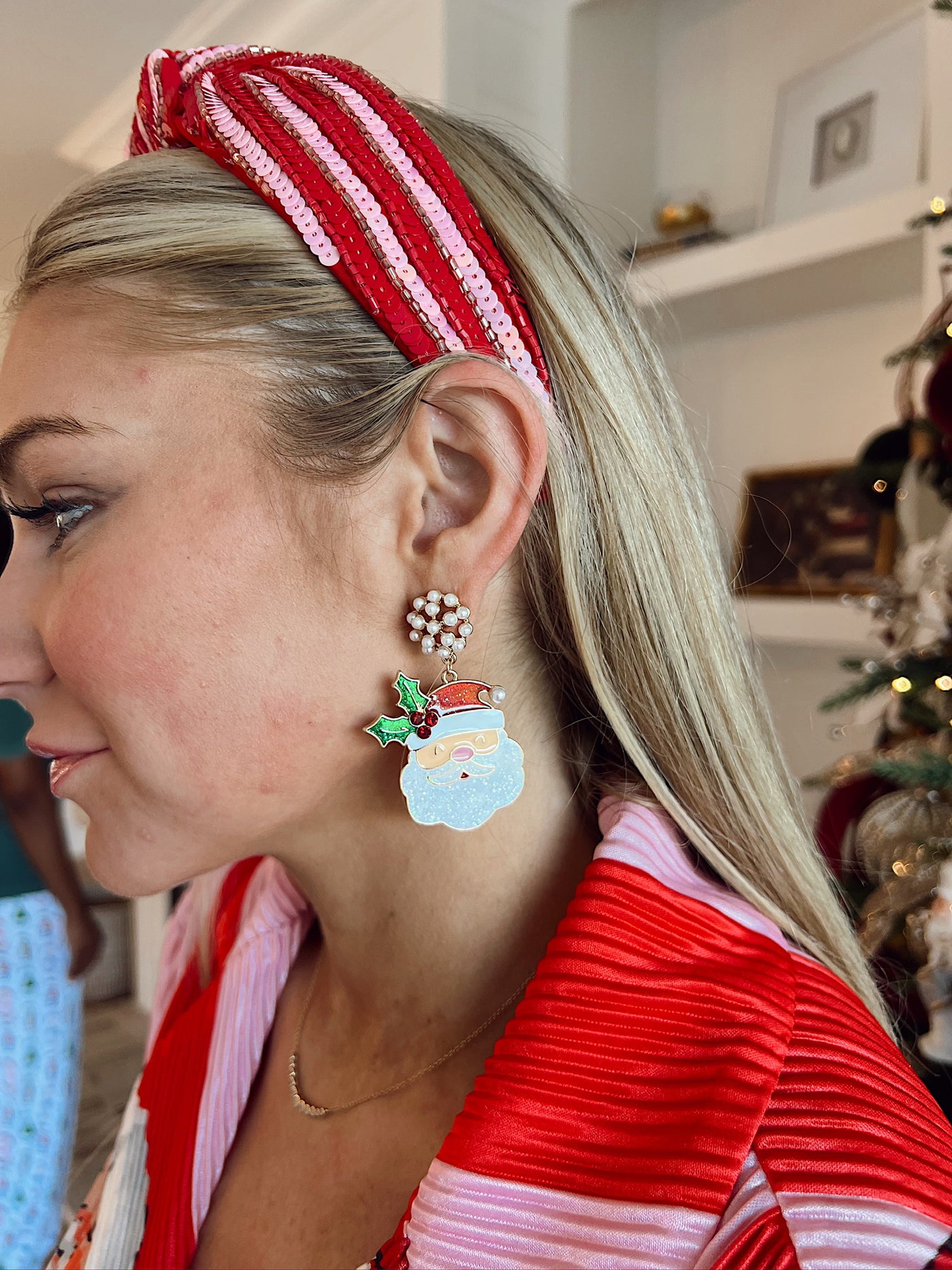 Glitter Santa Clause Drop Earrings