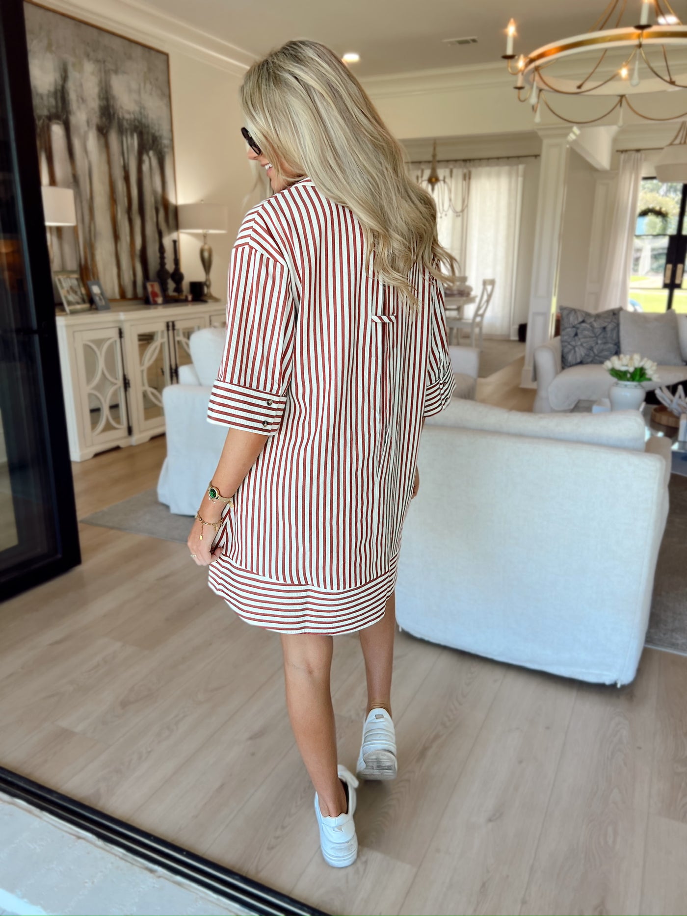 Autumn Hues Striped Dress