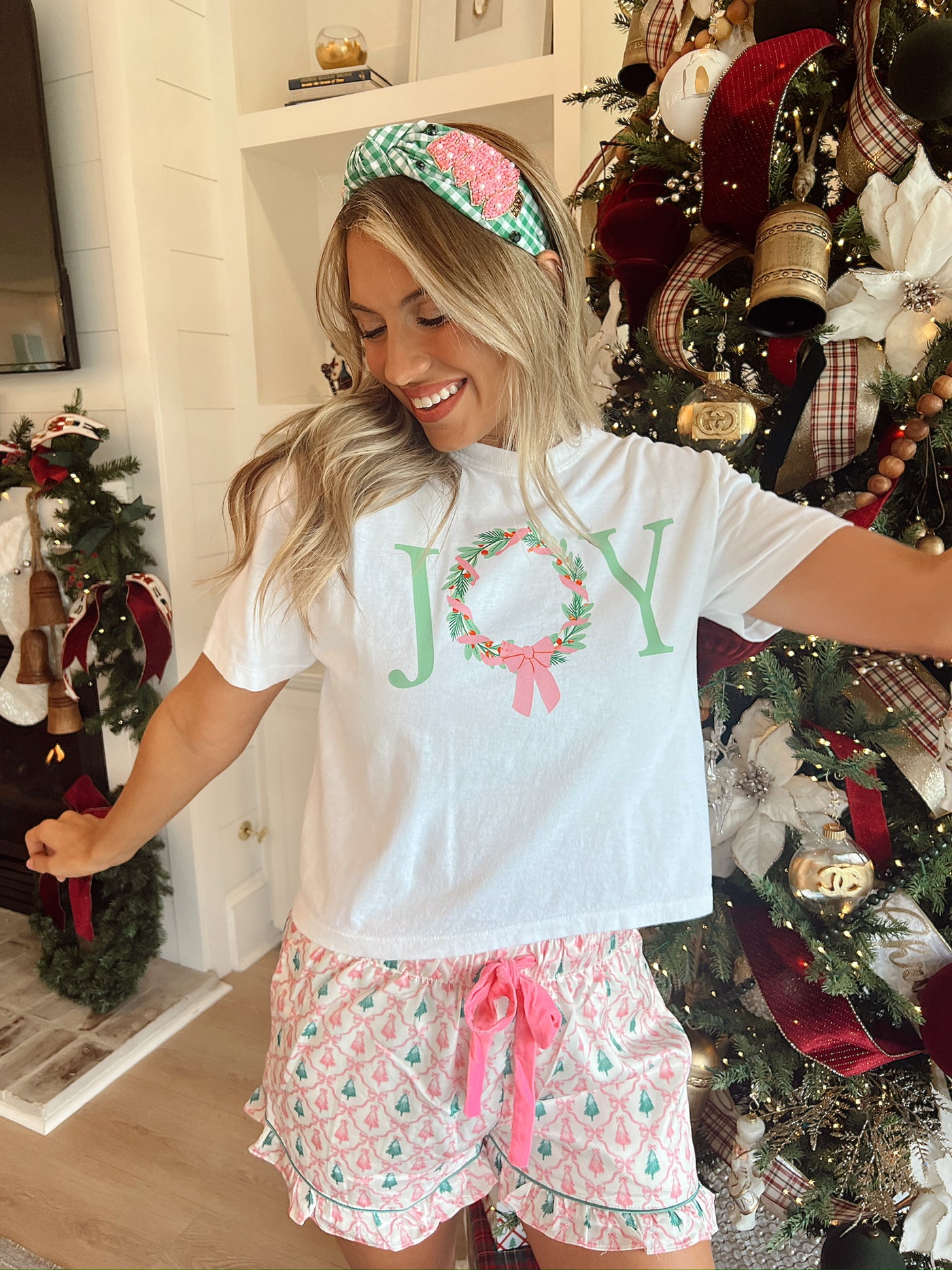 Joy Wreath Christmas Graphic Top
