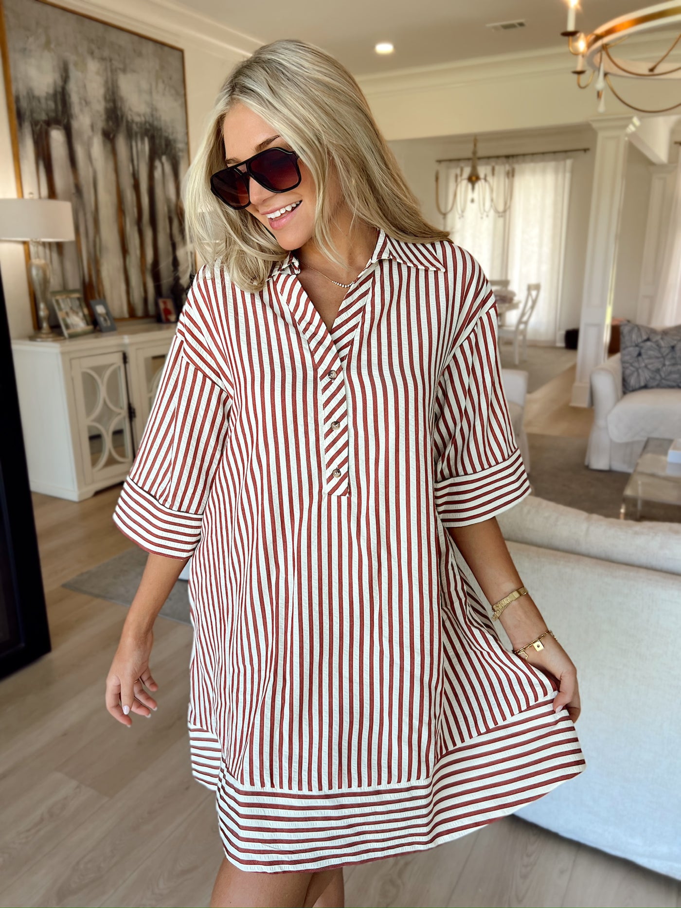 Autumn Hues Striped Dress