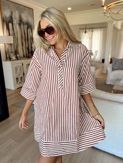 Autumn Hues Striped Dress