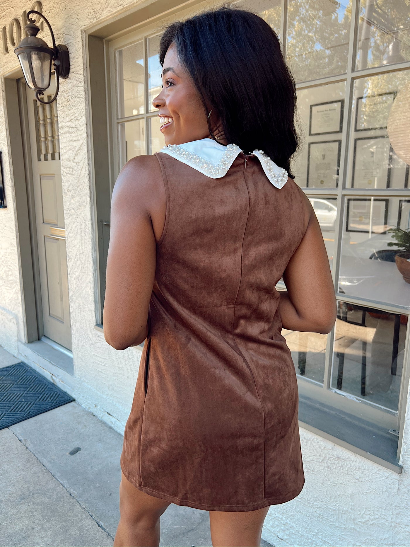 With A Smile Embellished Collared Dress