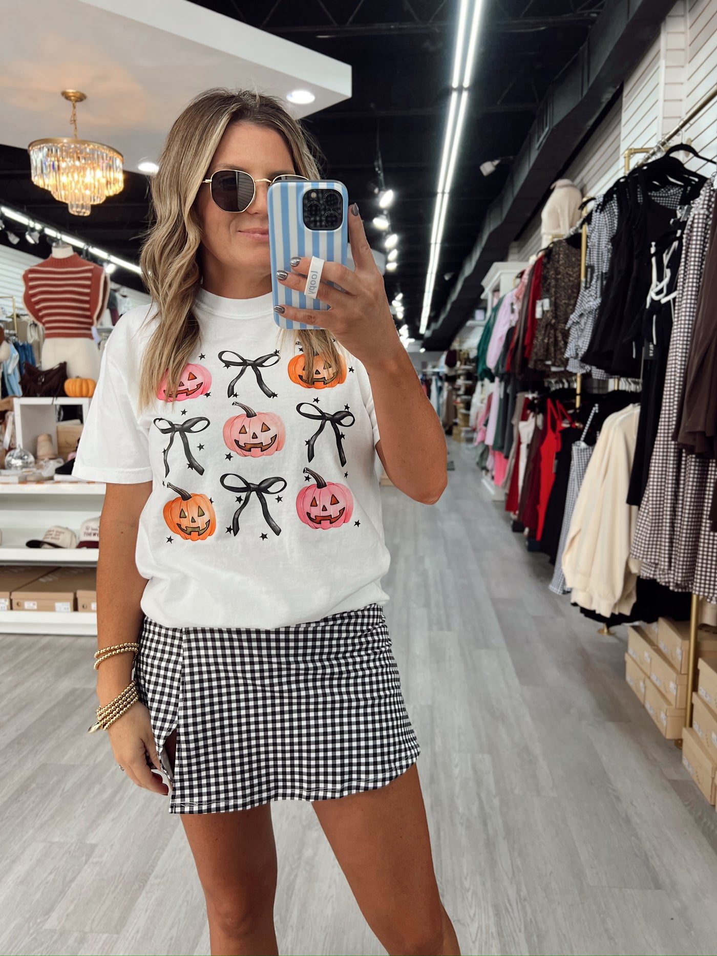 Posh Pumpkins and Bows Graphic Top