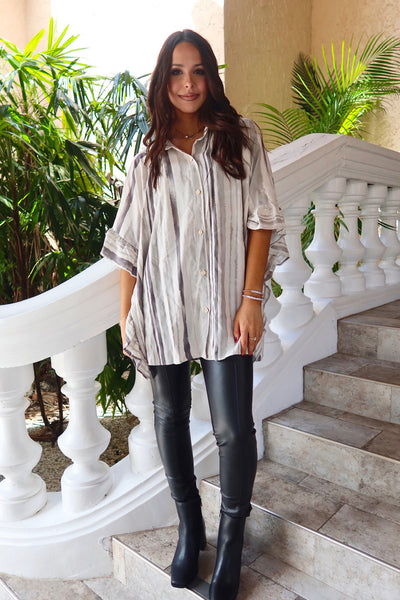 Playing By Your Rules Ruffled Linen Top