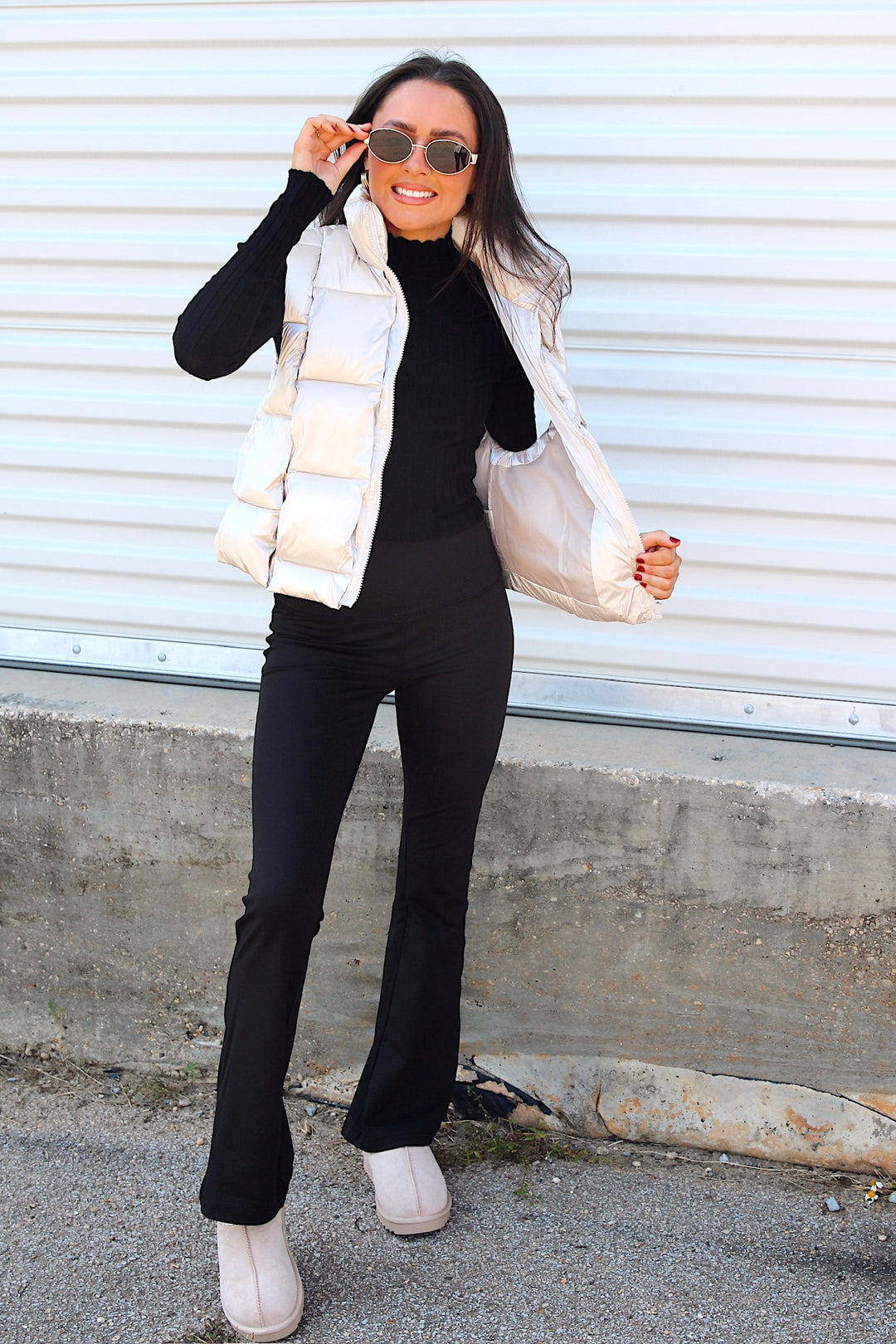 Metallic puffer vest online