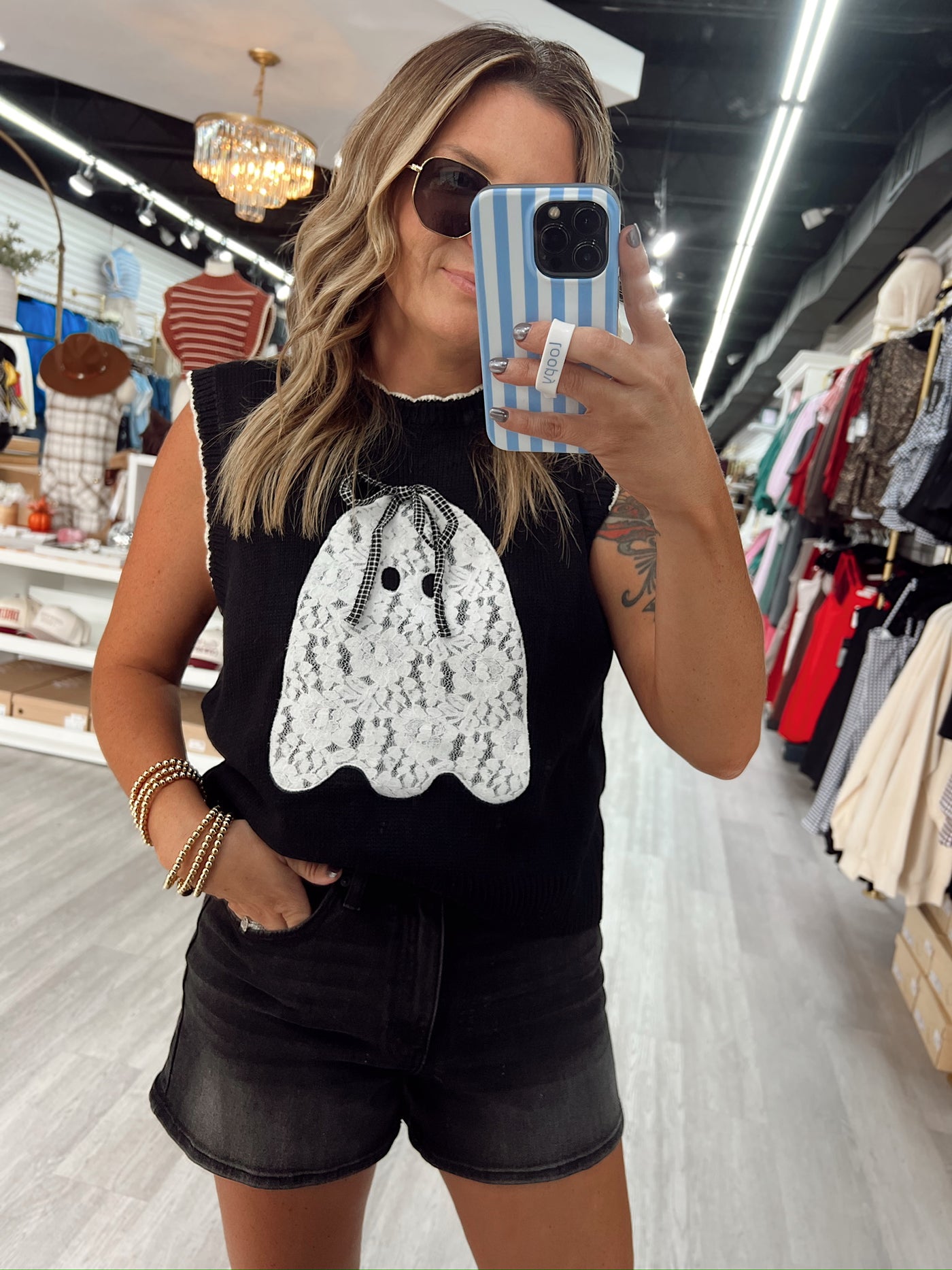 Ghostie Gal Bow Sweater Vest
