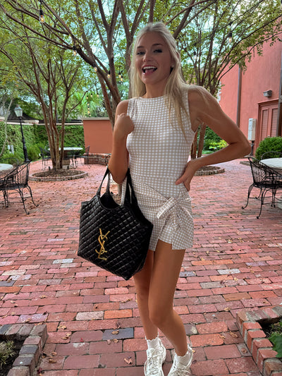 Work It Girl Gingham Wrap Dress