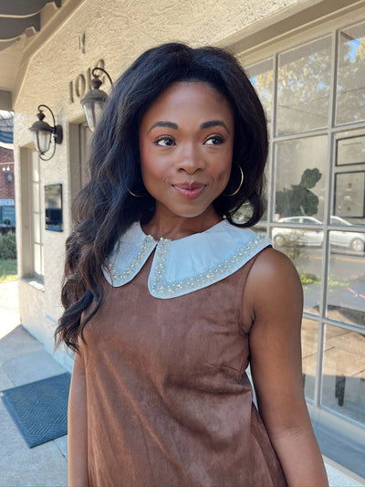 With A Smile Embellished Collared Dress