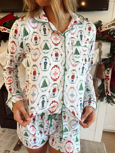 Nutcracker Waltz Button Up Sleep Shirt