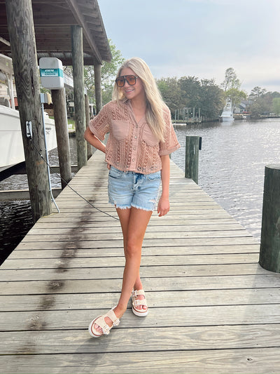 Coffee Fueled Button Up Top