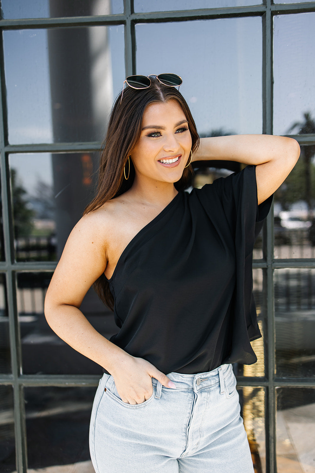 City Nights One-Shoulder Blouse
