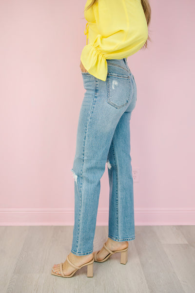Mia High Rise Distressed Dad Jeans