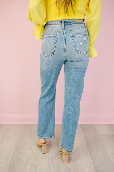 Mia High Rise Distressed Dad Jeans