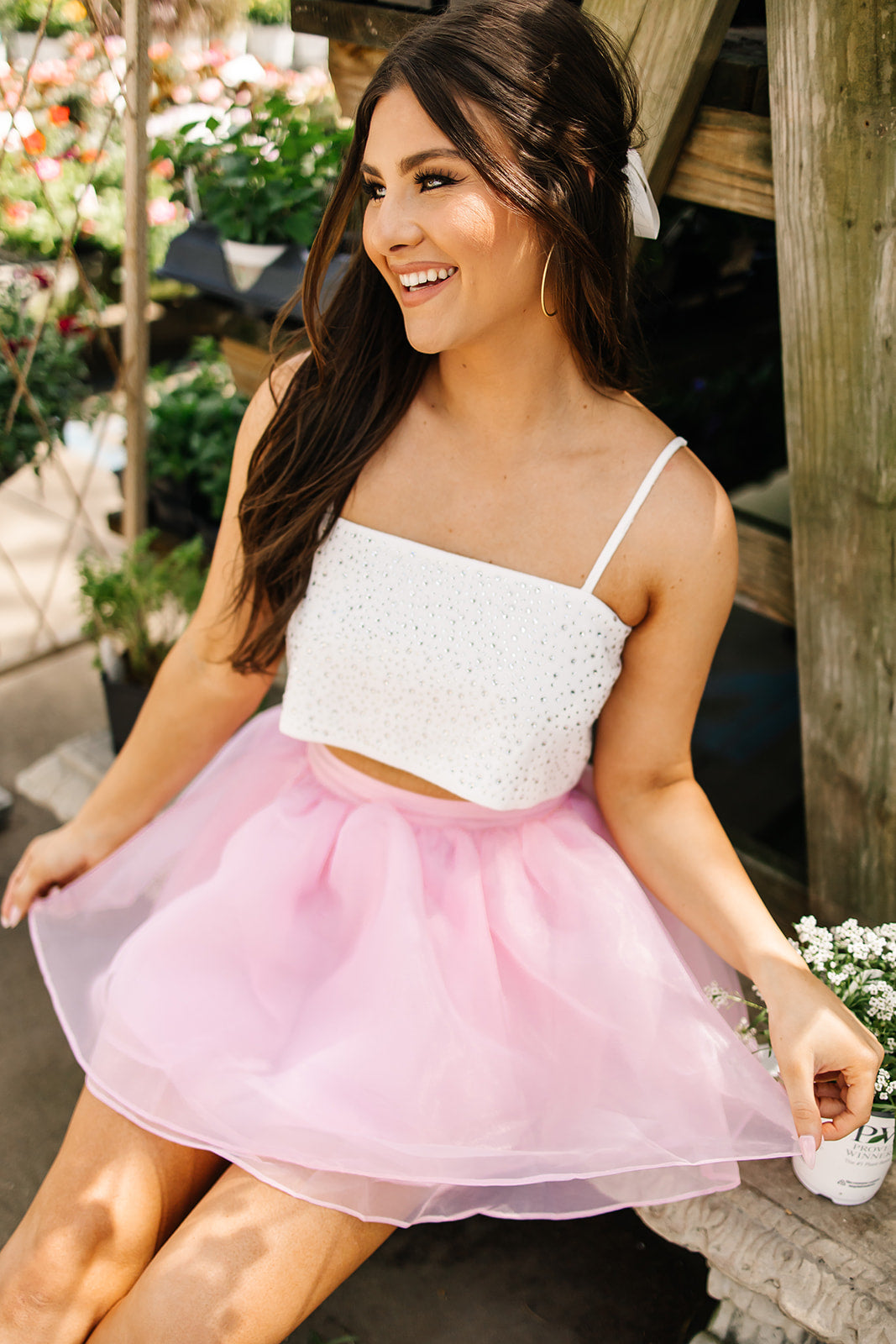 Catching Glances Rhinestone Crop Top