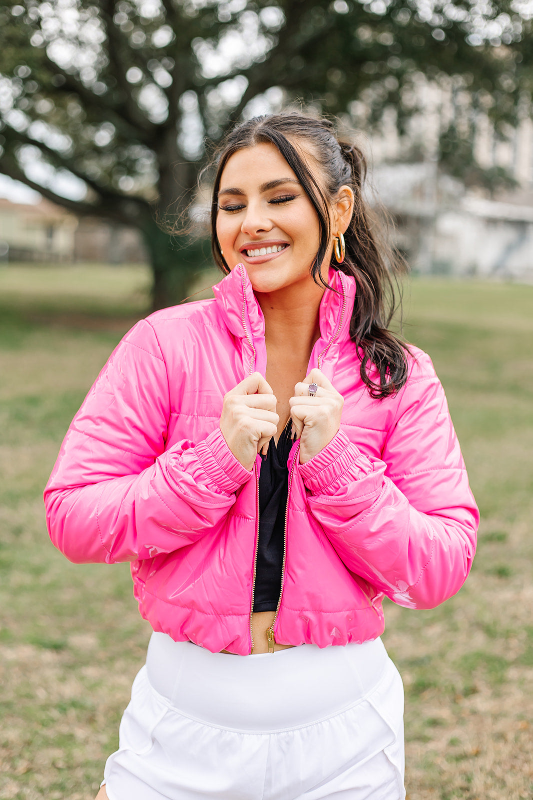 Bare The Breeze Glossy Puffer Jacket