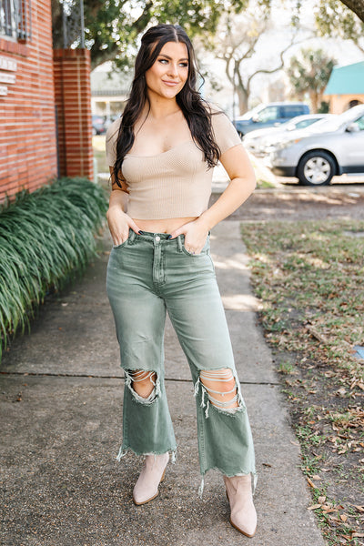 Summer Clover Crop Flare Jean