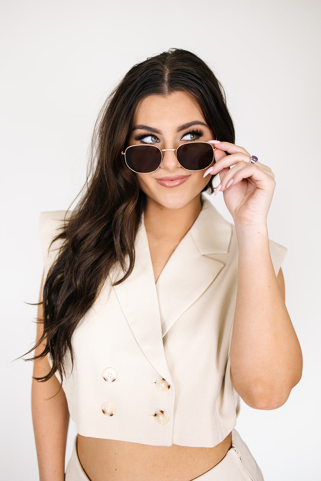 Free Agent Sleeveless Blazer Top