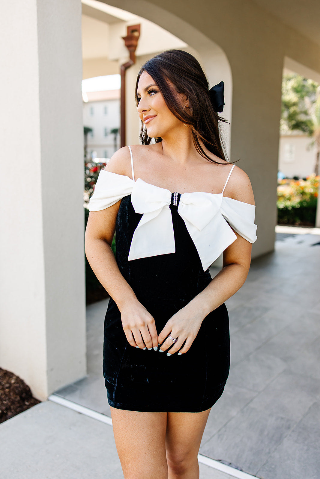 Aubrey Bow Mini Dress