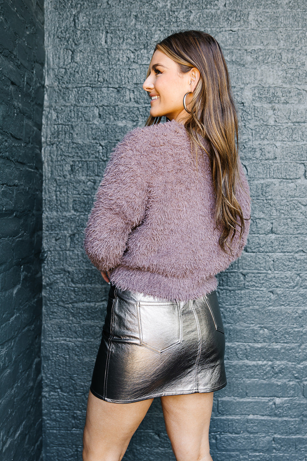 A Bright Idea Metallic Faux Leather Skirt