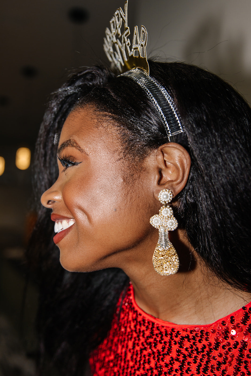 Floral Bead Champagne Bottle Earrings