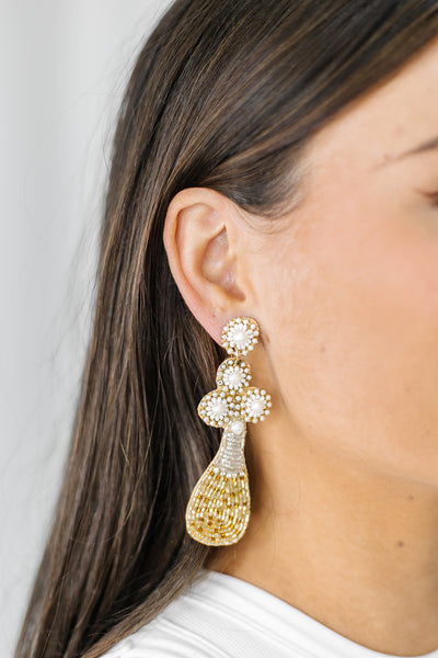 Floral Bead Champagne Bottle Earrings