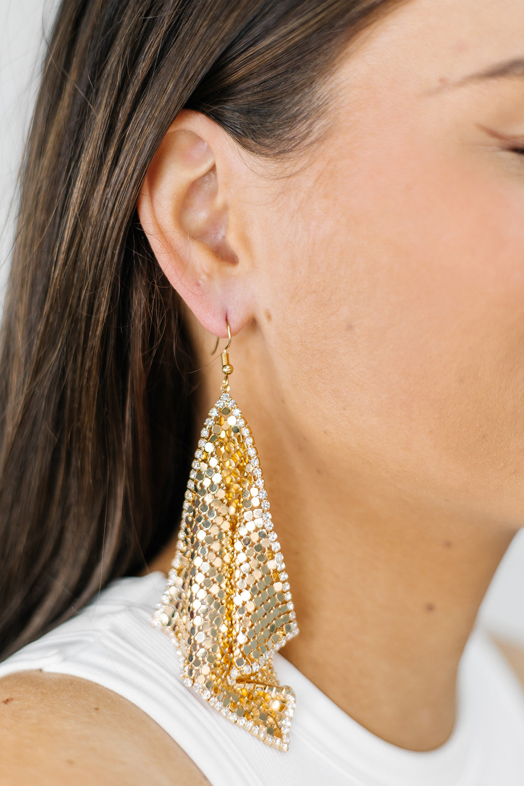 Square Mesh Chain Embellished Earrings